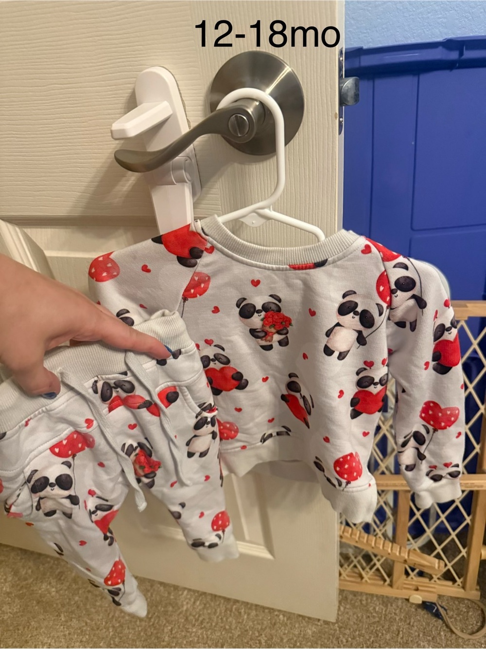 Bums and Roses Panda Heart Two-Piece Baby Set - White & Red